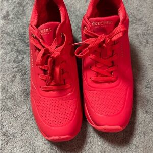 Skechers Bold Red Lace-Up Sneakers